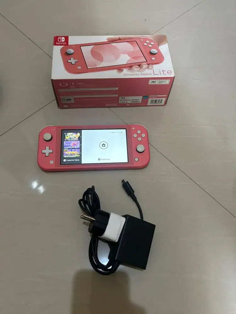 nintendo switch lite coral pink ofw fullset tanpa game