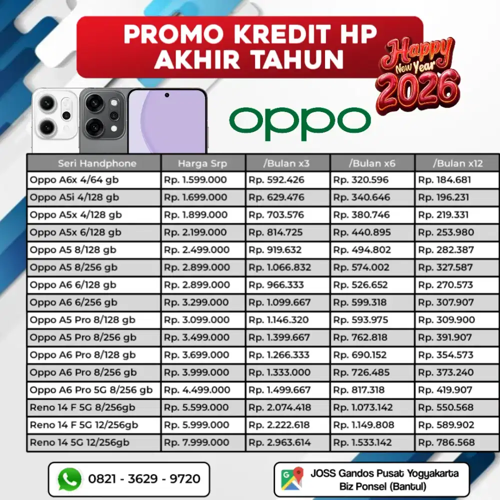 PROMO KREDIT AKHIR TAHUN HP OPPO RENO 14F 5G 8/256GB