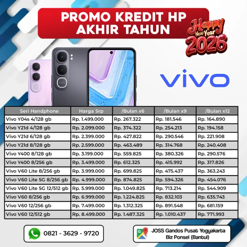 PROMO KREDIT AKHIR TAHUN HP VIVO Y21D 4/128GB TANPA DP