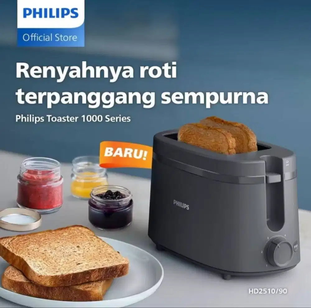 Toaster Philips - HD2510/90 Hitam - Philips Pemanggang Roti