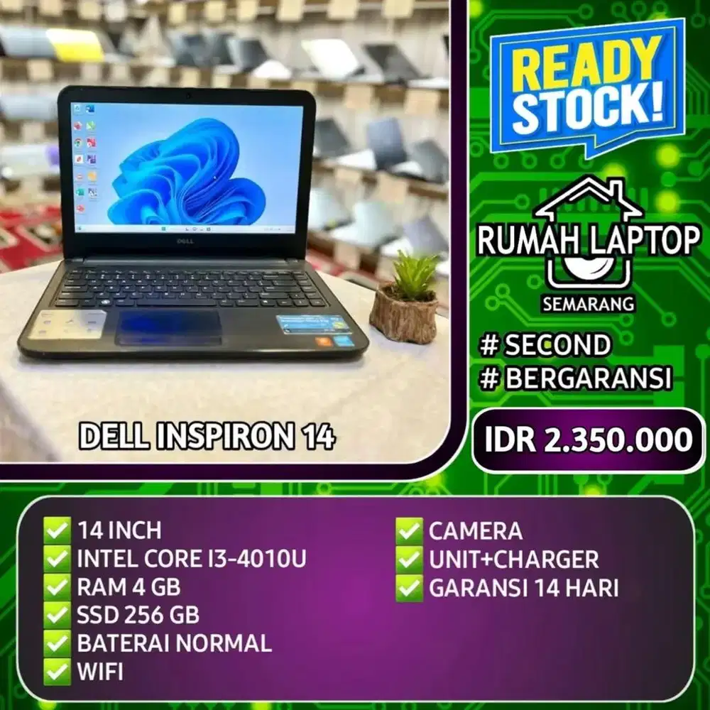 Laptop Dell Inspiron 14 (second). Core i3-4010U. RAM 4 GB. SSD 256 GB