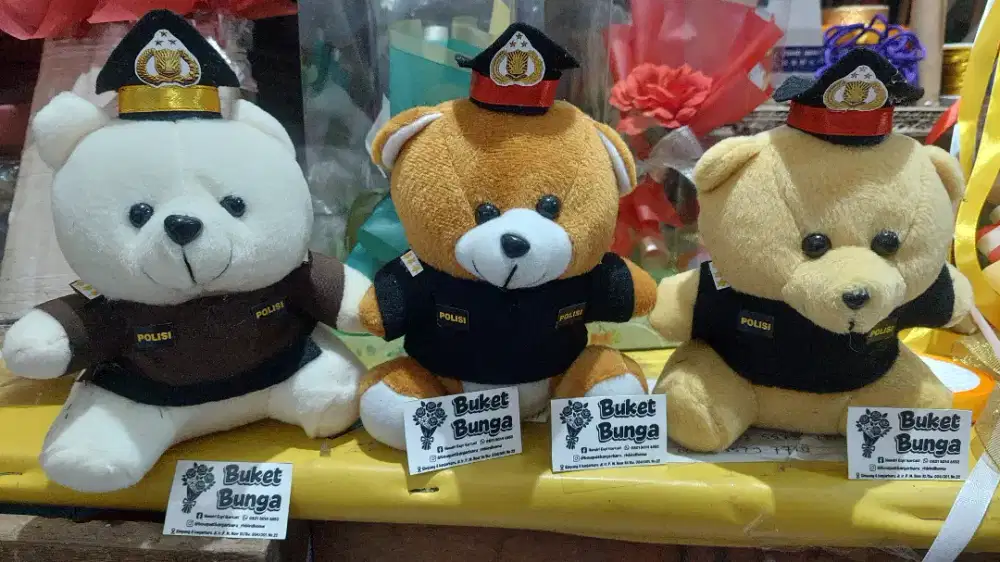 Boneka polisi topi polisi buket