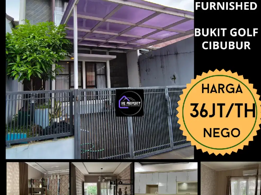 Disewakan murah rumah furnished 2 lantai siap huni di Bukit Golf Cibubur Riverside dekat Citra Gran