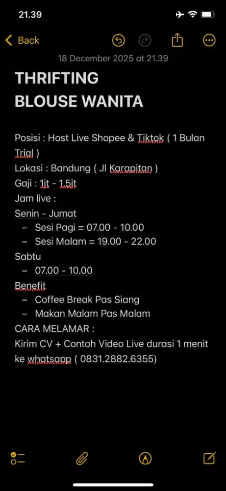 HOST LIVE STREAMING THRIFTING BLOUSE WANITA