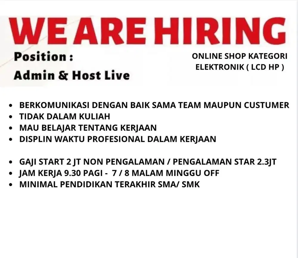 LOWONGAN KERJA WANITA