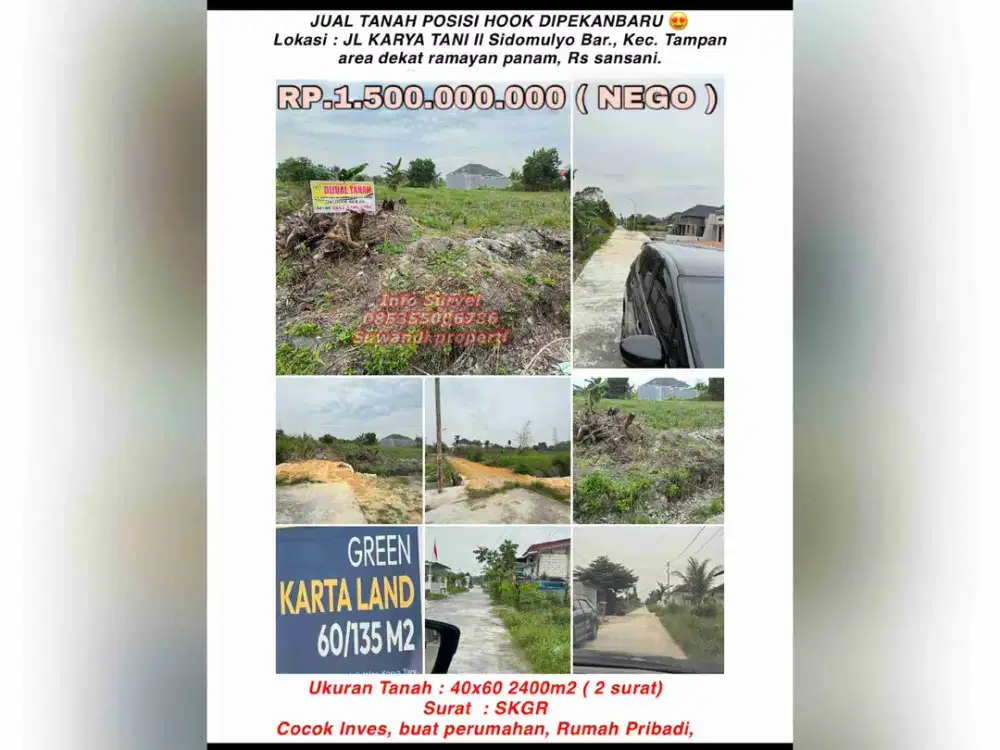 jual tanah posisi hook jln.karya tani