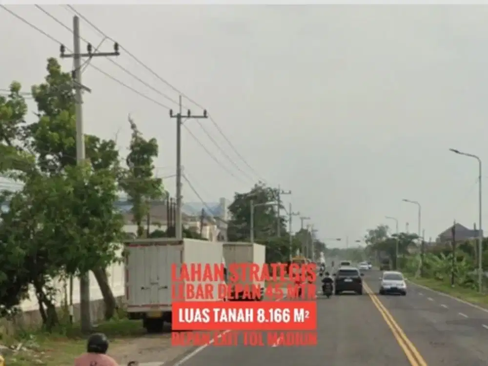 (H) Tanah Strategiss LD 45 mtr, depan Gerbang TOL MADIUN