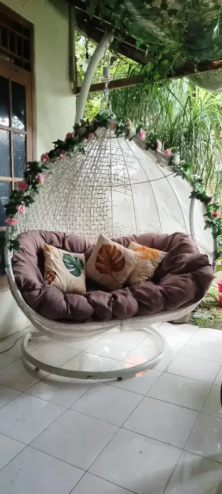 Ayunan Dewasa Rotan 2P Jumbo/XL Bunga Mawar Rambat