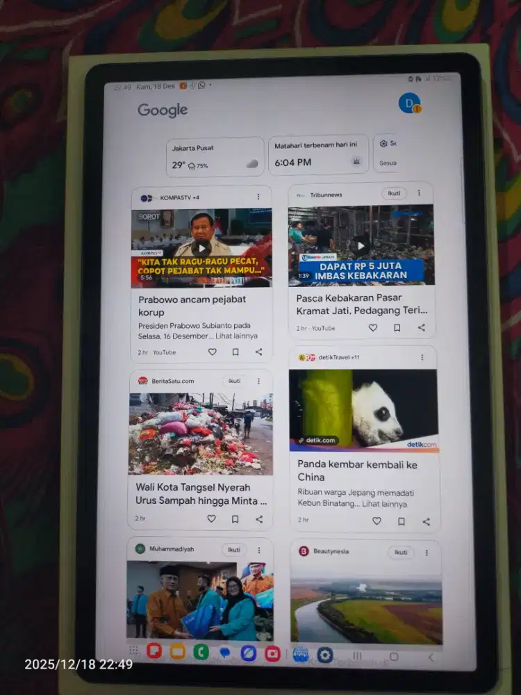 Jual Cepat untuk biaya Anak sekolah Tablet Samsung galaxy tab S9 FE+5G