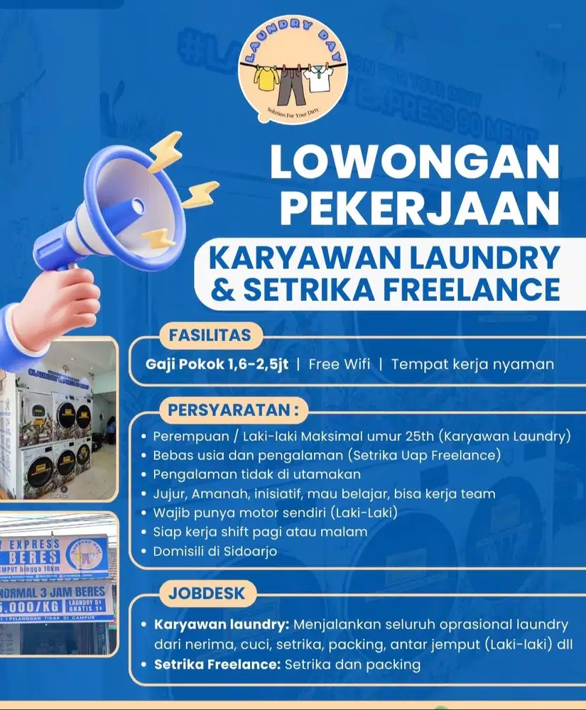 Loker Karyawan Laundry & setrika Freelance
