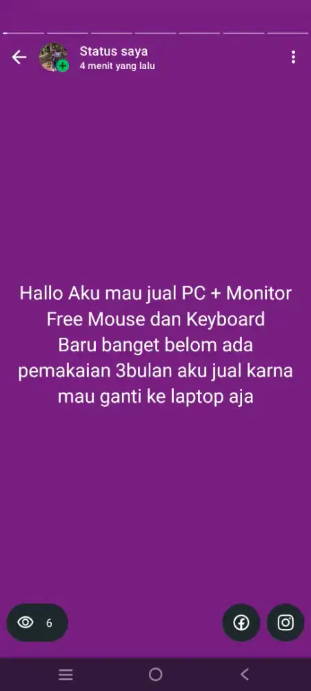 Jual PC + MONITOR Free keyboard mouse dan kabel wifi