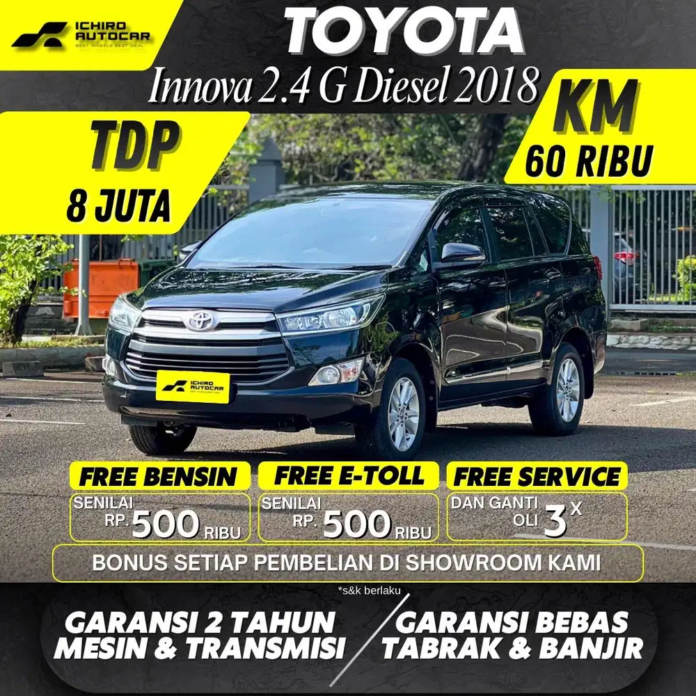 INNOVA G AT DIESEL 2018 KM 61RB PAJAK 03.26 PLAT B GANJIl
