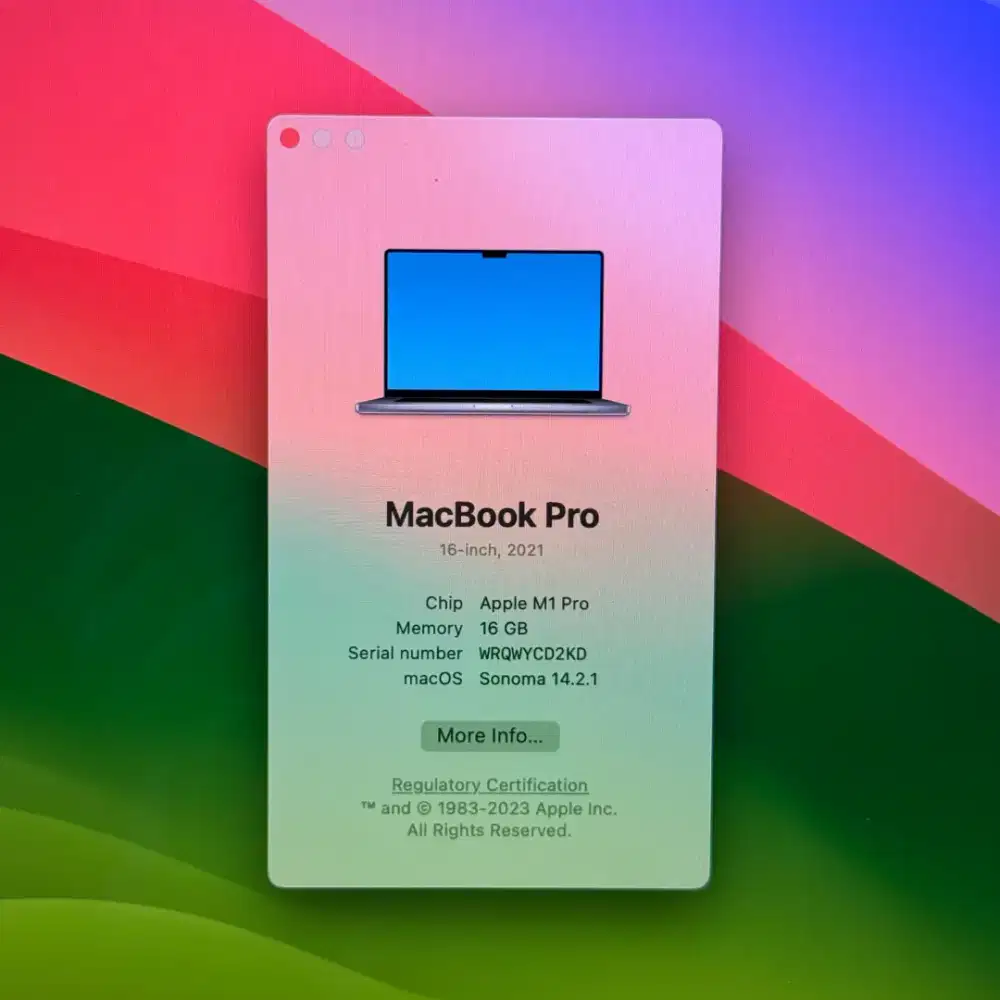 Macbook M1 pro 16 inch Ram 16 Ssd 1 Tb Full set buat dsain edting grey