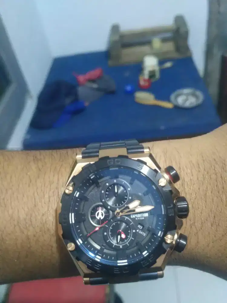 Jam Tangan Expedition 6797 Chronograph Black Rose Gold