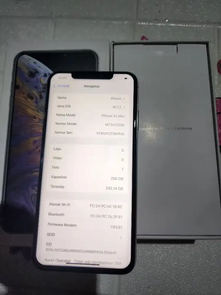 Iphone xs max 256gb ex inter warna silver imei regist