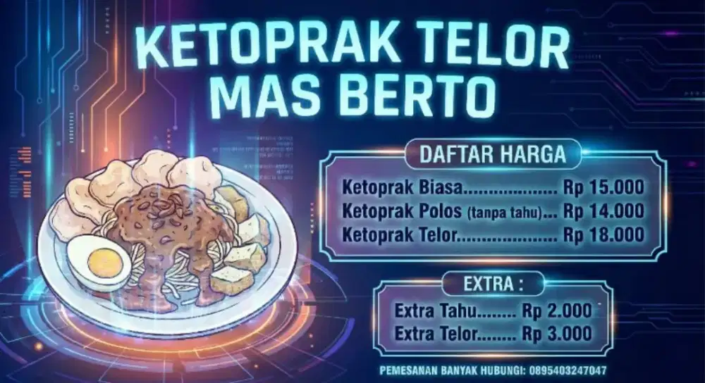 Mencari untuk membantu berjualan ketoprak telor masberto