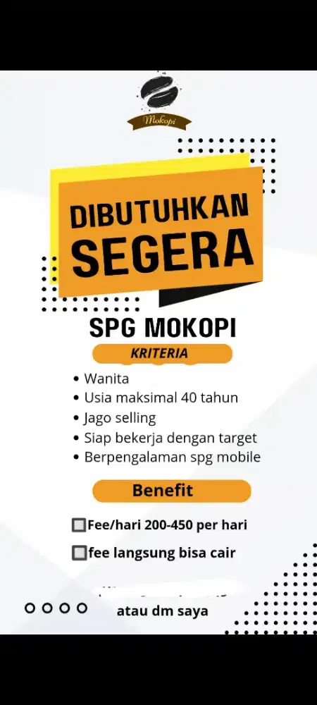 Dibutuhkan spg mobile mokopi