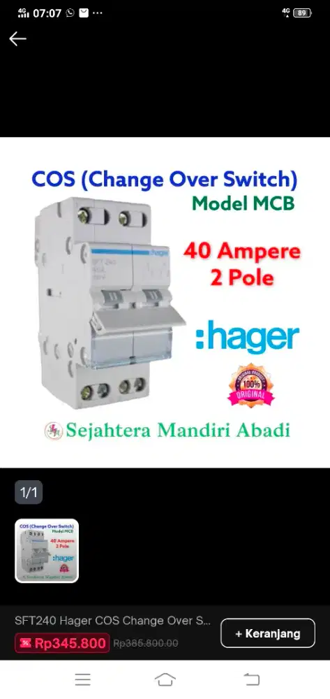 MCB 40 AMPERE HAGER
