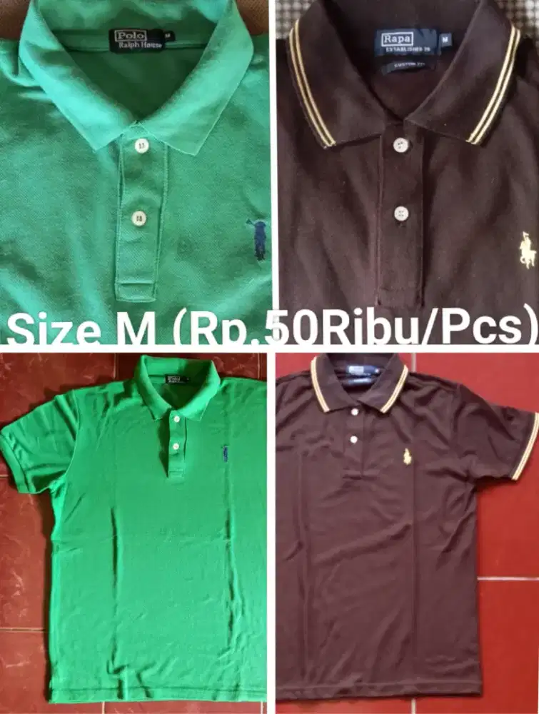 Kaos kerah Polo shirt garis size M