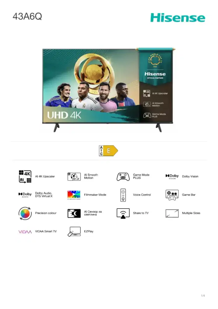 HISENSE 43A6Q 4K Smart TV