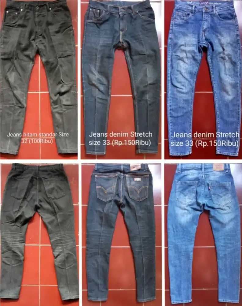Celana jeans Levi's cowo size 33-34 Stretch slim fit