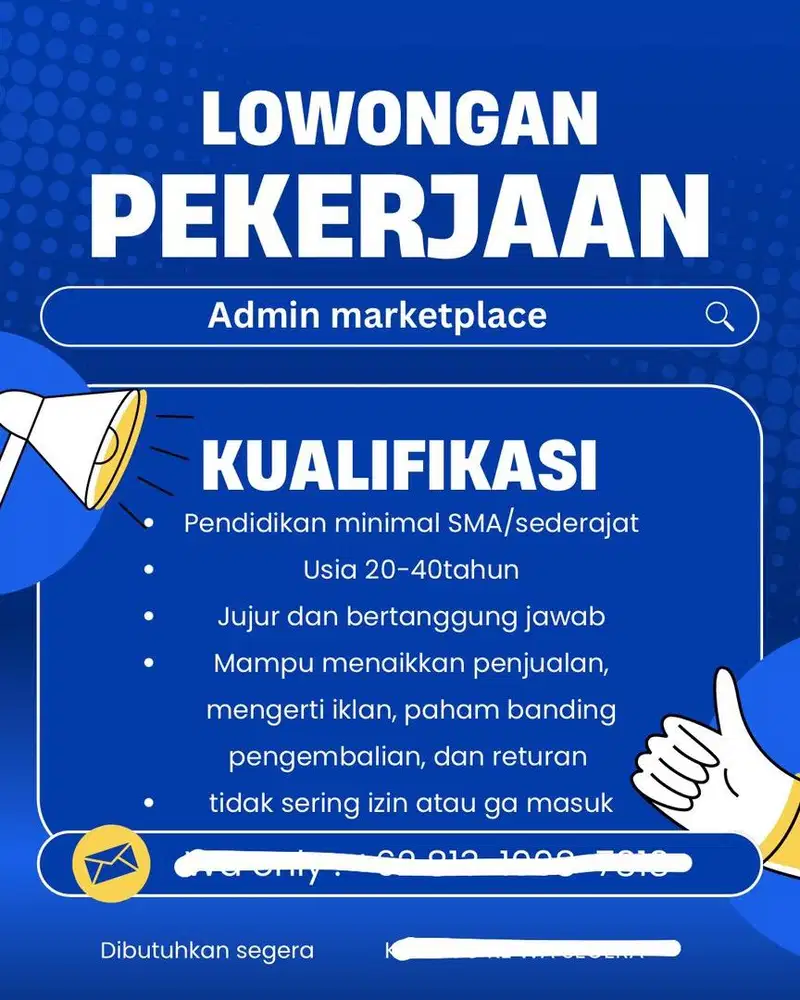 DICARI ADMIN OLSHOP BERPENGALAMAN WAJIB SEGERA