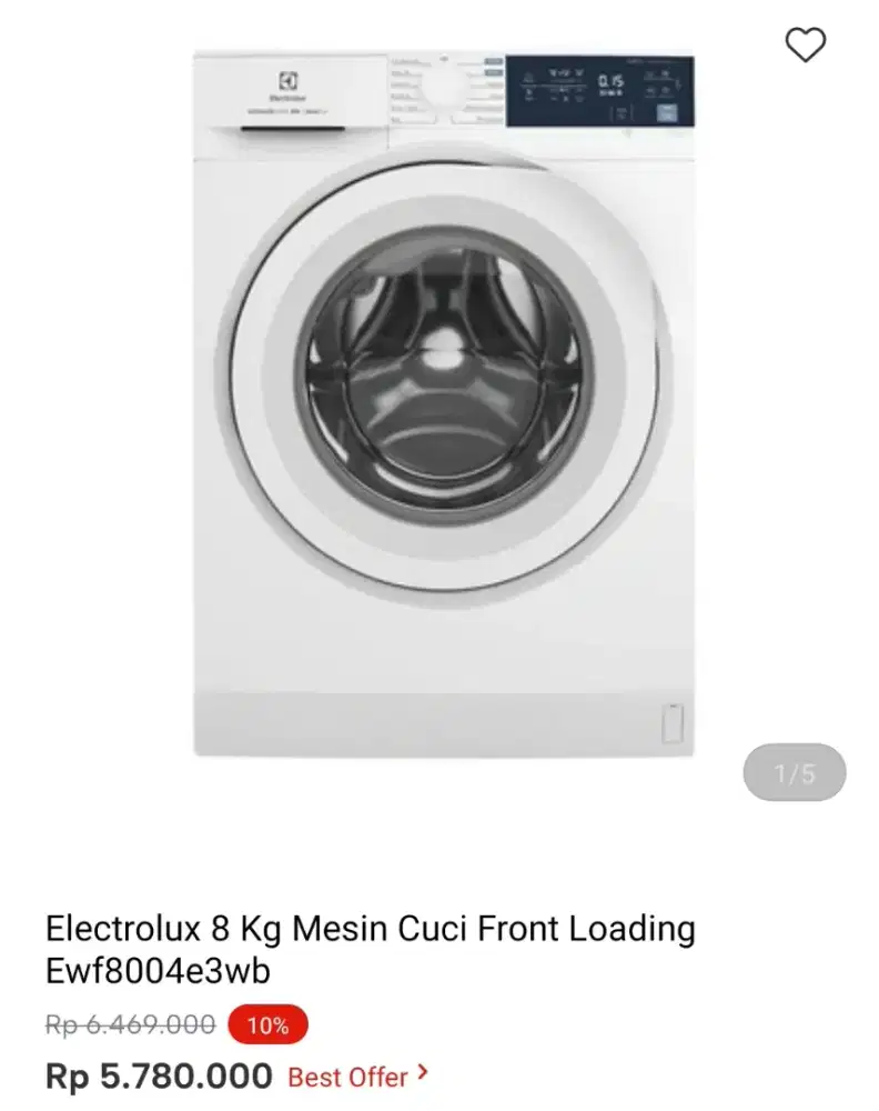 MESIN CUCI ELECTROLUX FRONT LOADING EWF8004E3WB 8KG