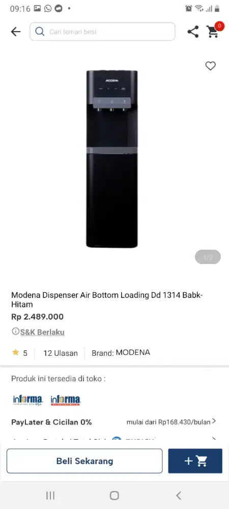 Modena dispenser galon bawah