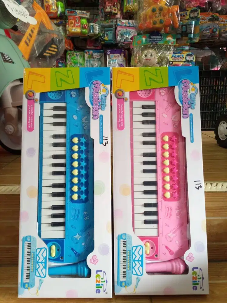 mainan anak piano bateraii set mic
