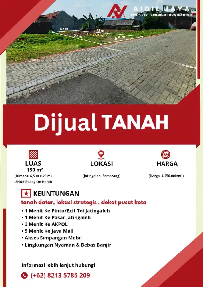 Tanah Strategis Siap Bangun Harga Murah Dekat AKPOL