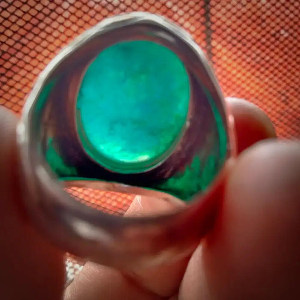 cincin batu bacan jo gar ring perak lawas tebal