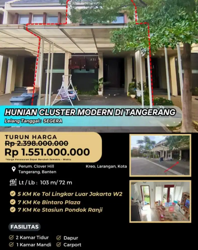 Dijual Rumah Perum Clover Hill Kreo Larangan