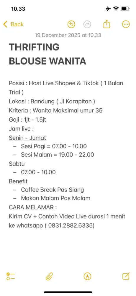 HOST LIVE STREAMING THRIFTING BLOUSE WANITA