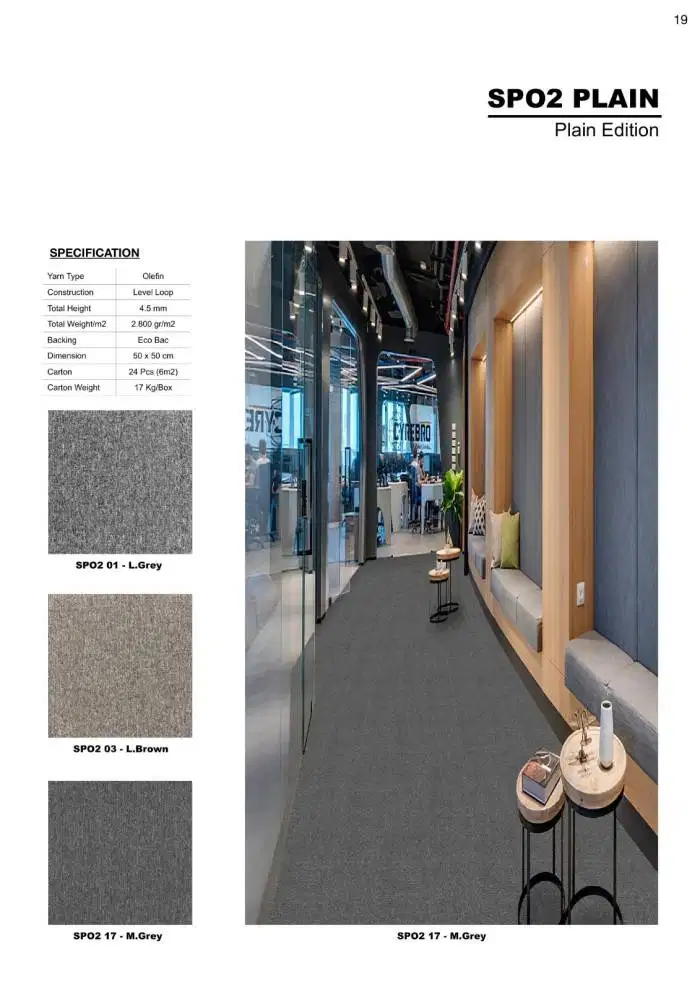 Karpet tile SPO2 Plain | Karpet kantor polos warna