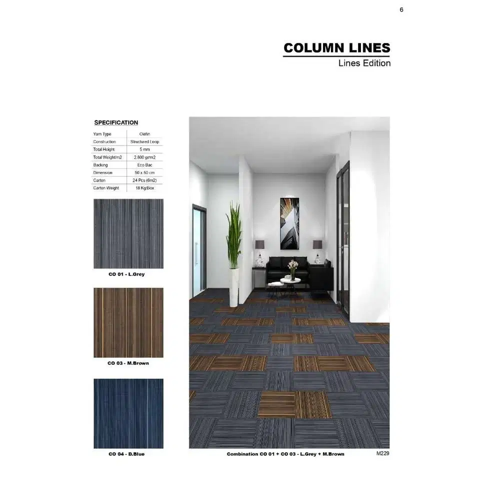Karpet Tile Column Lines 50cm x 50cm | Karpet kantor motif garis per b