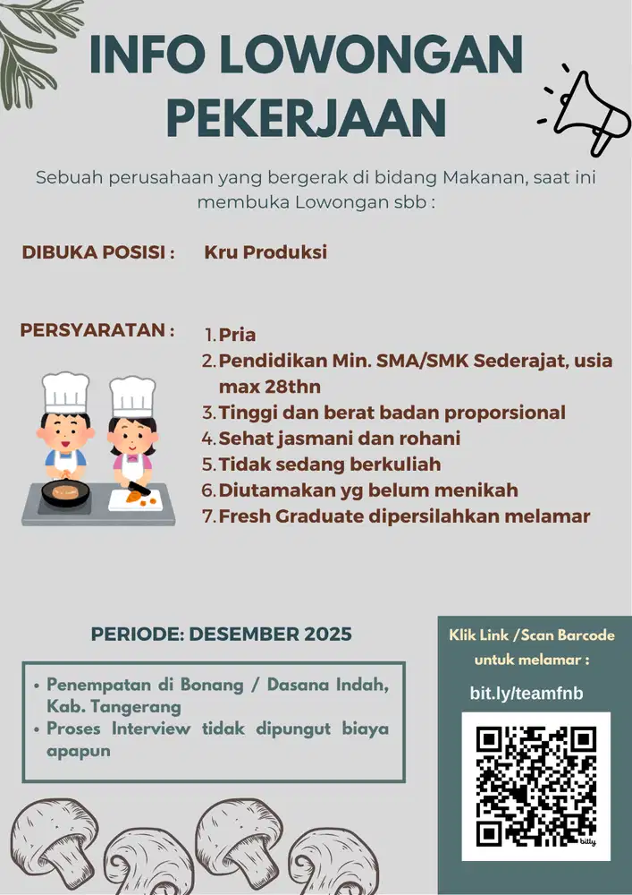 Lowongan Pekerjaan Kru Produksi