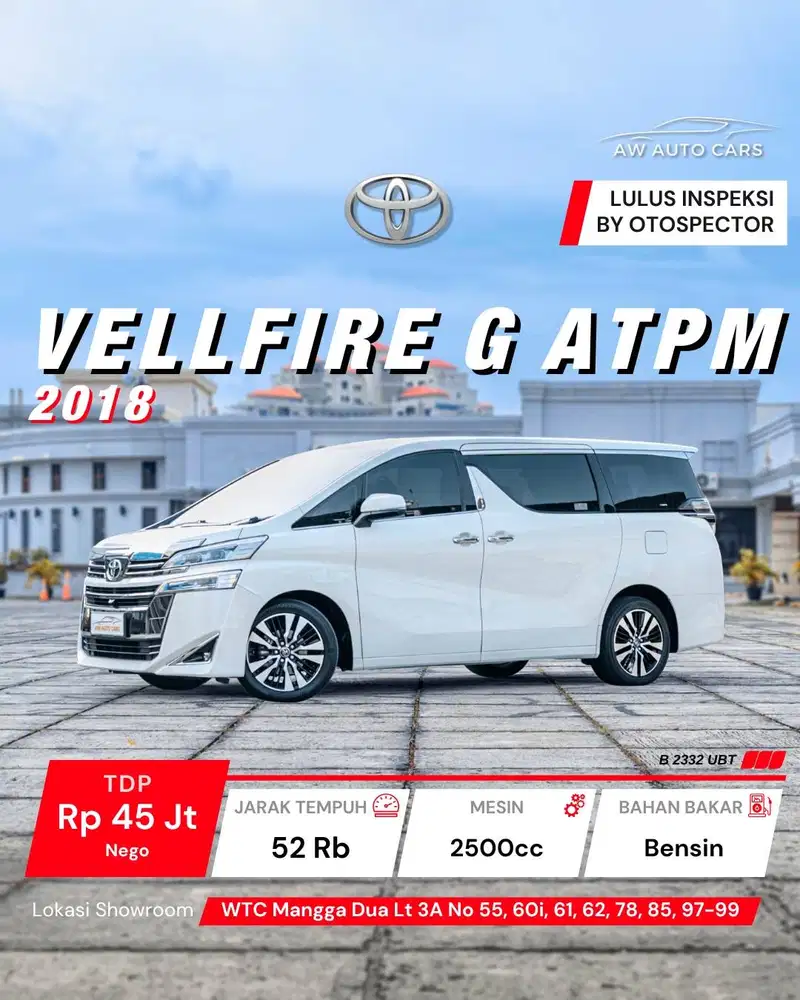 [LOW KM] Toyota Vellfire G ATPM 2018 new model facelift Z ZG PS