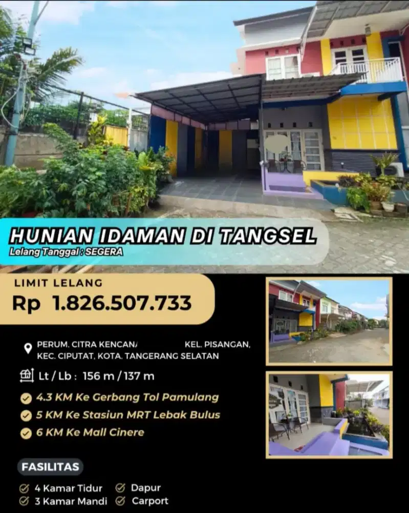 Dijual Rumah Perum Citra Kencana Tangerang Selatan