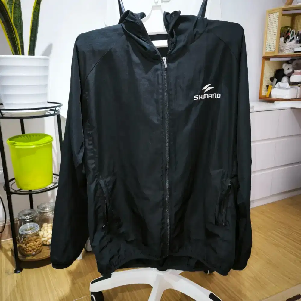 Jaket Hitam XXL Jogging Anti UV Parasut Olahraga Second