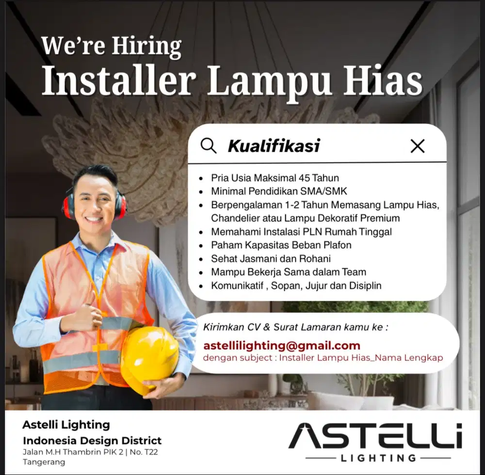 WE’RE HIRING FOR SALES STORE AND INSTALLER LAMPU HIAS