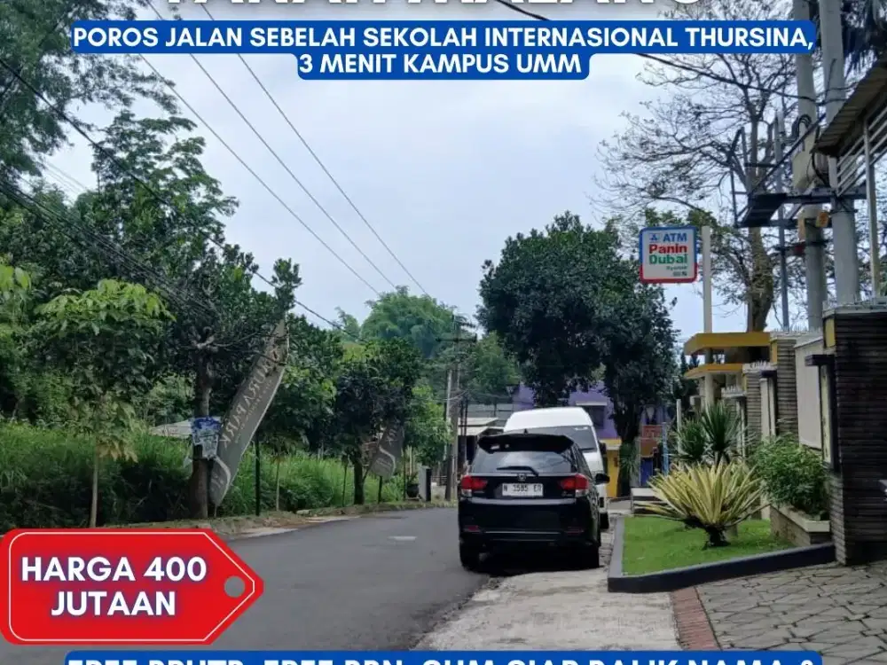 Tanah Strategis Pinggir Jalan SHM 5 Menit Terminal Landungsari Lokasi Tanah Pinggir Jalan Padat Penduduk Sertifikat SHM Sebelah IIBS Thursina