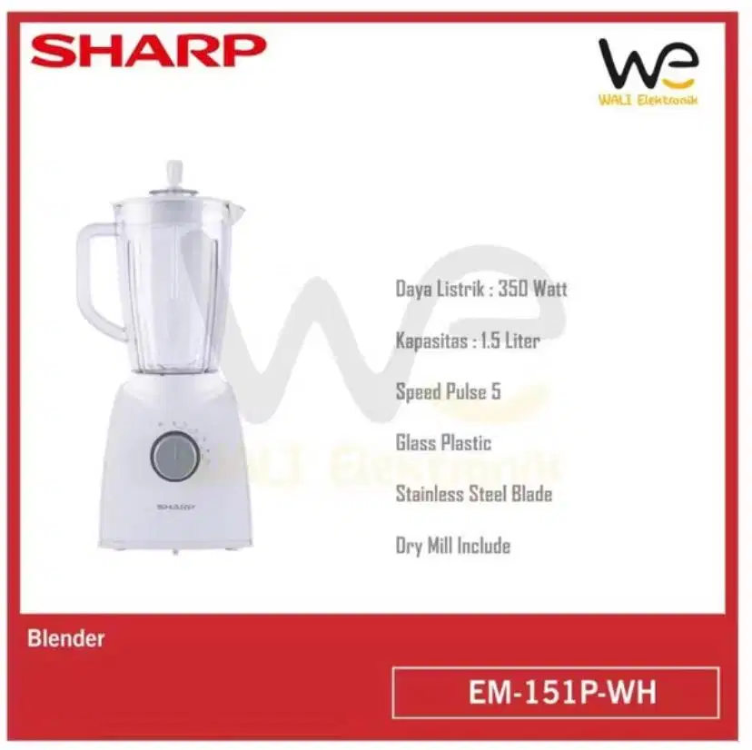 Sharp Blender with Dry Mill EM-151P-WH (WHITE - 1,5L)