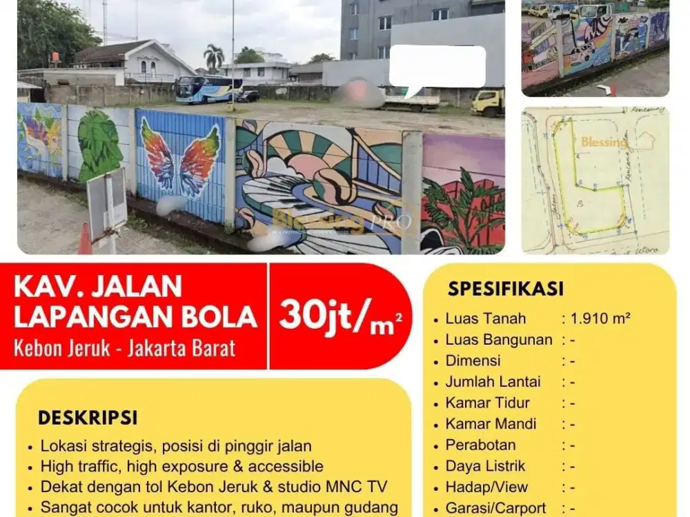 Dijual Tanah Kavling Jalan Lapangan Bola Kebon Jeruk – Strategis Dekat MNC Studio & Tol