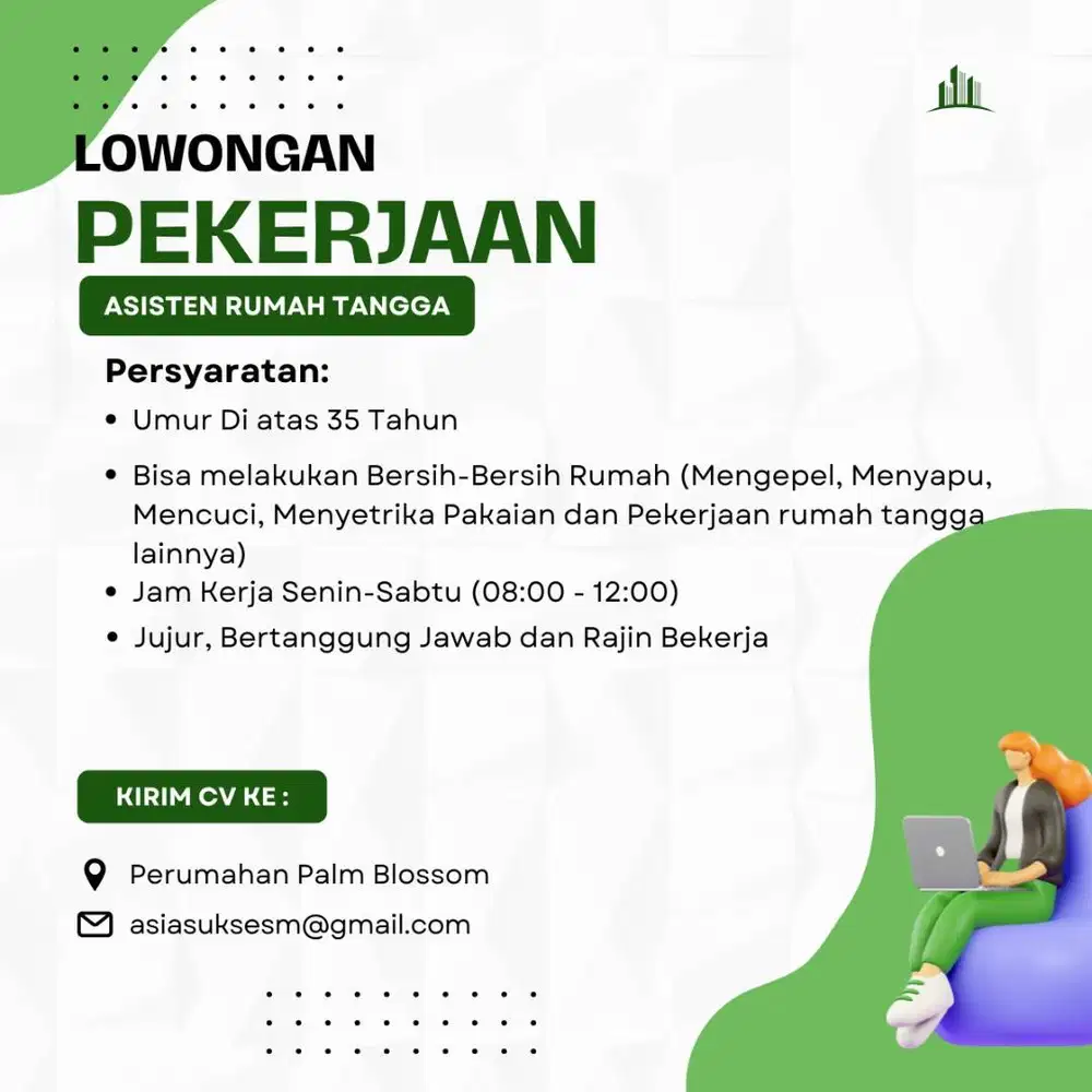 MENCARI ASISTEN RUMAH TANGGA (SETENGAH HARI)