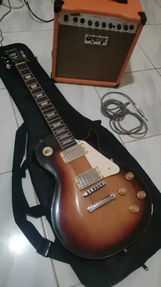 gitar gibson lesspaul custom + ampli orange