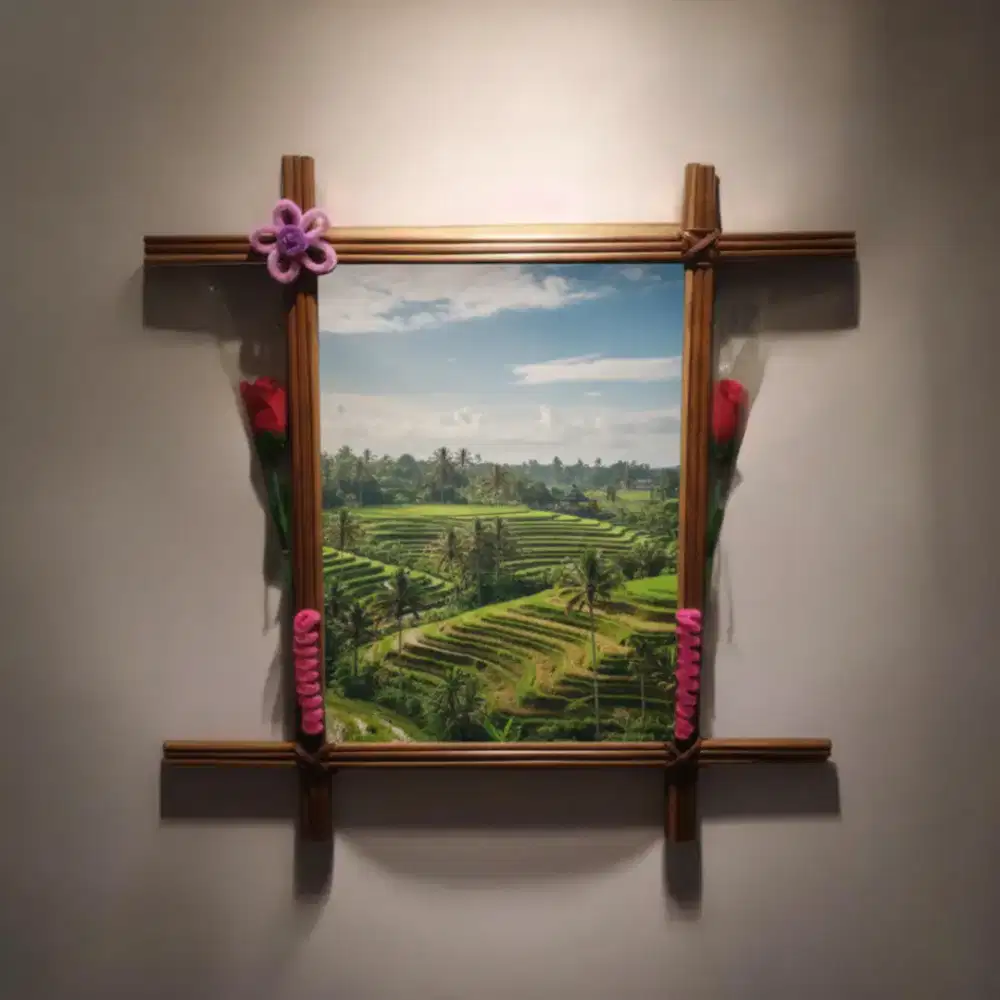 Pigura Foto Kayu Handmade Bali Dekorasi Dinding Estetik Alami