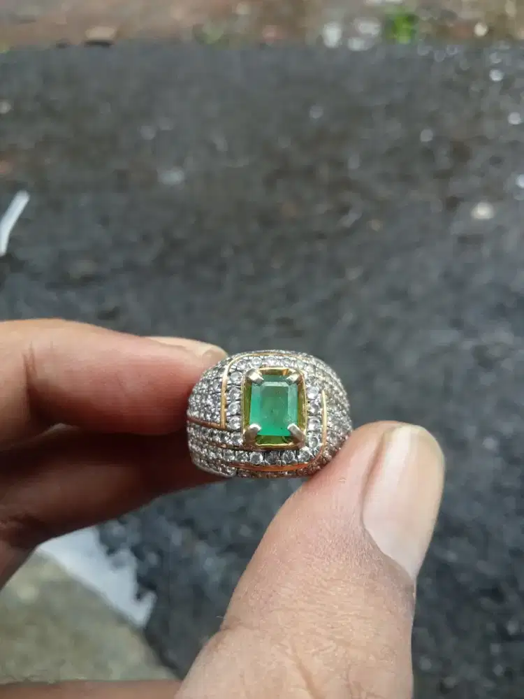 zamrud zambia ring perak