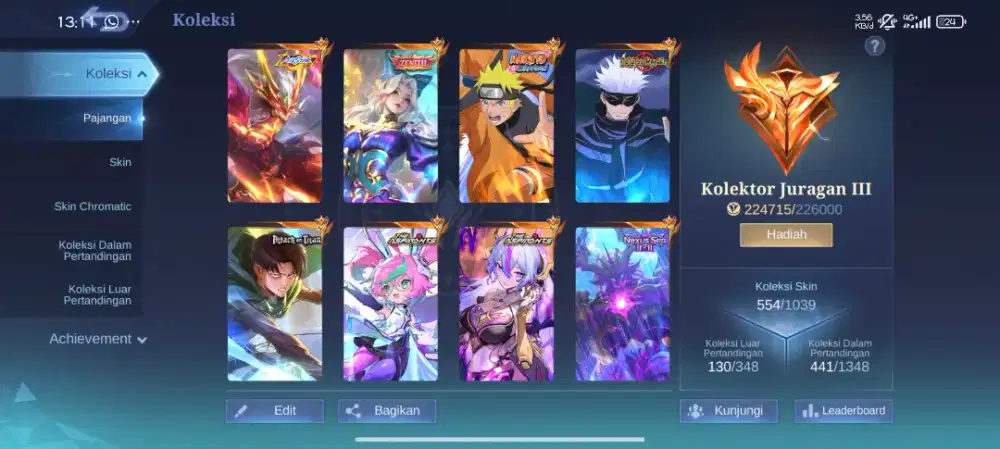 Jual akun ML main dari tahun 2017 akun pribadi