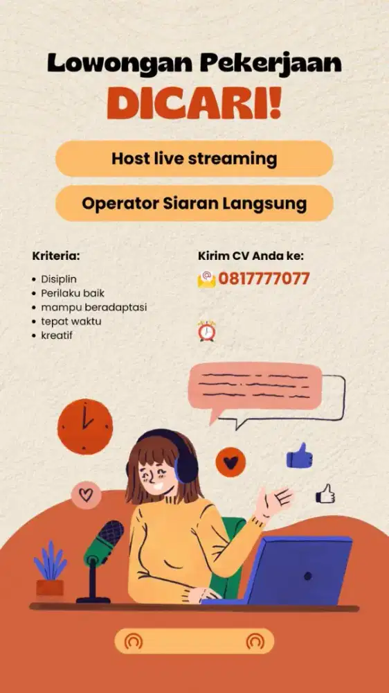 Lowongan Host Live dan Admin Onlineshop