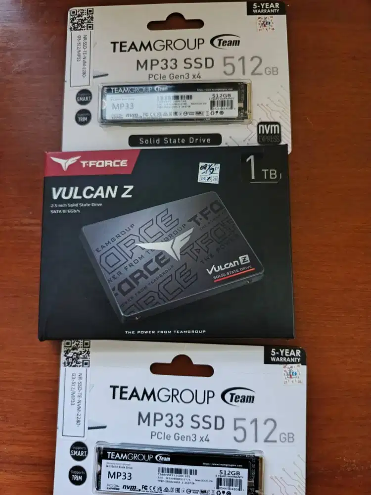 SSD Team MP33 M.2 2280 NVME 512GB dan TEAM T-FORCE VULCAN Z SSD 1Tb